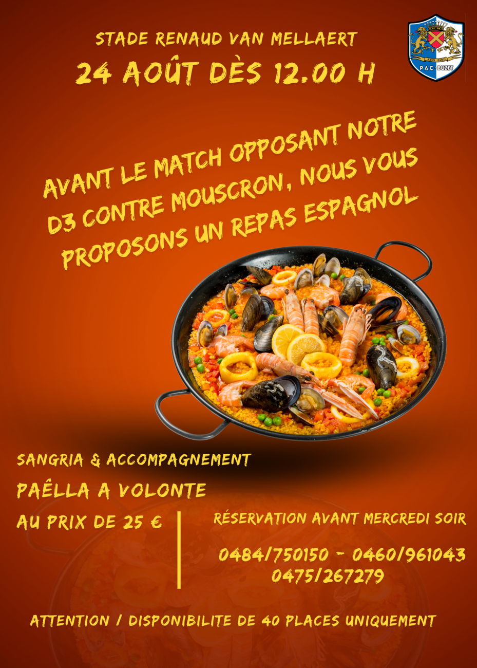 REPAS ESPAGNOL AVANT LE MATCH DE D3 CONTRE MOUSCRON